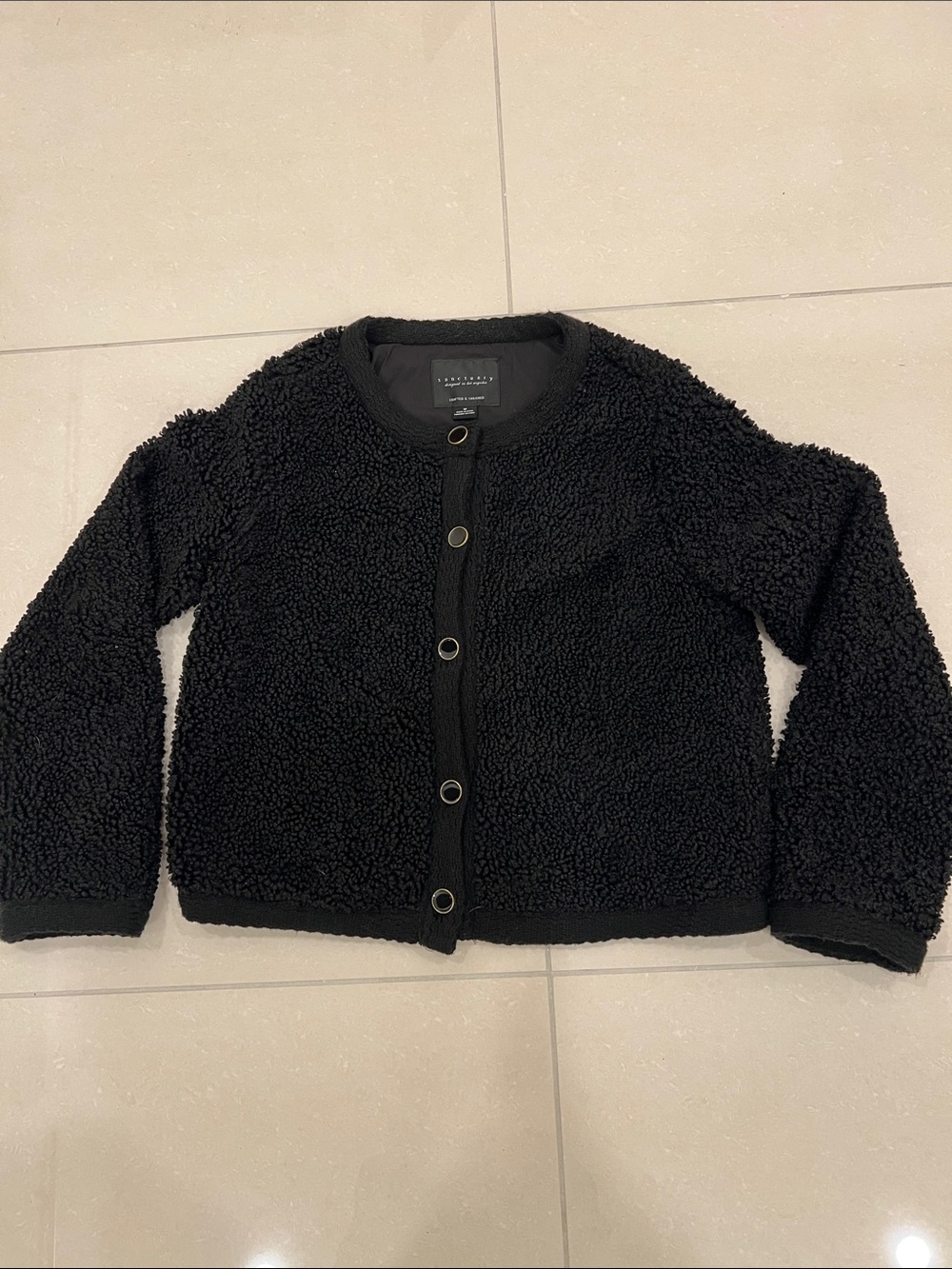 Sanctuary Black Plush Teddy Snap-Front Jacket